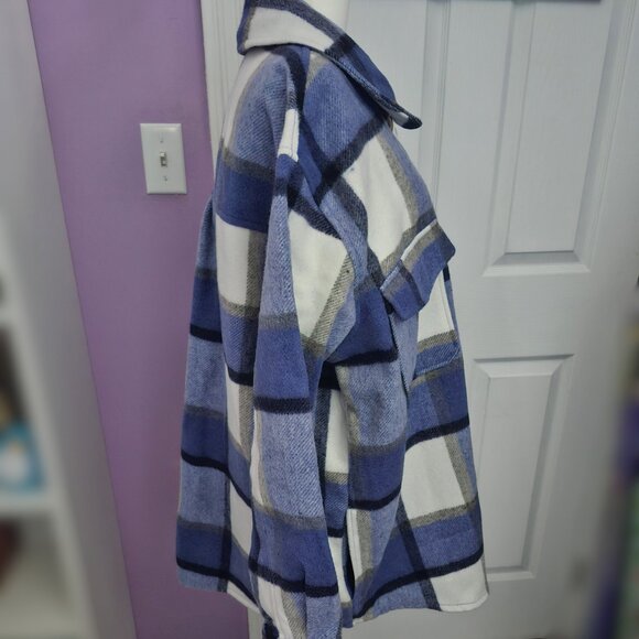 George Plus Blue Plaid Shacket (Plus Size) - Picture 4 of 12